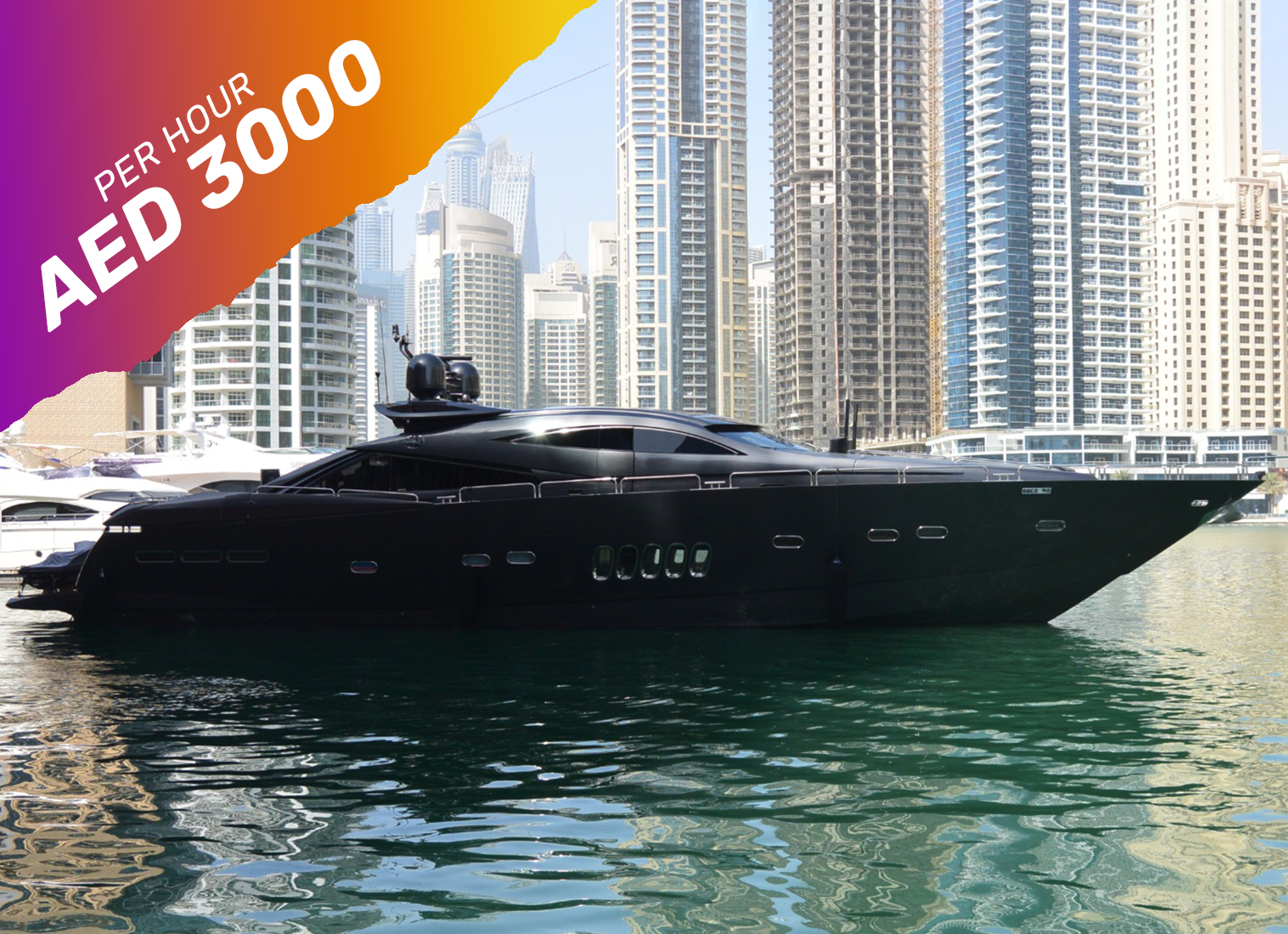 black diamond black color luxury yacht irental dubai