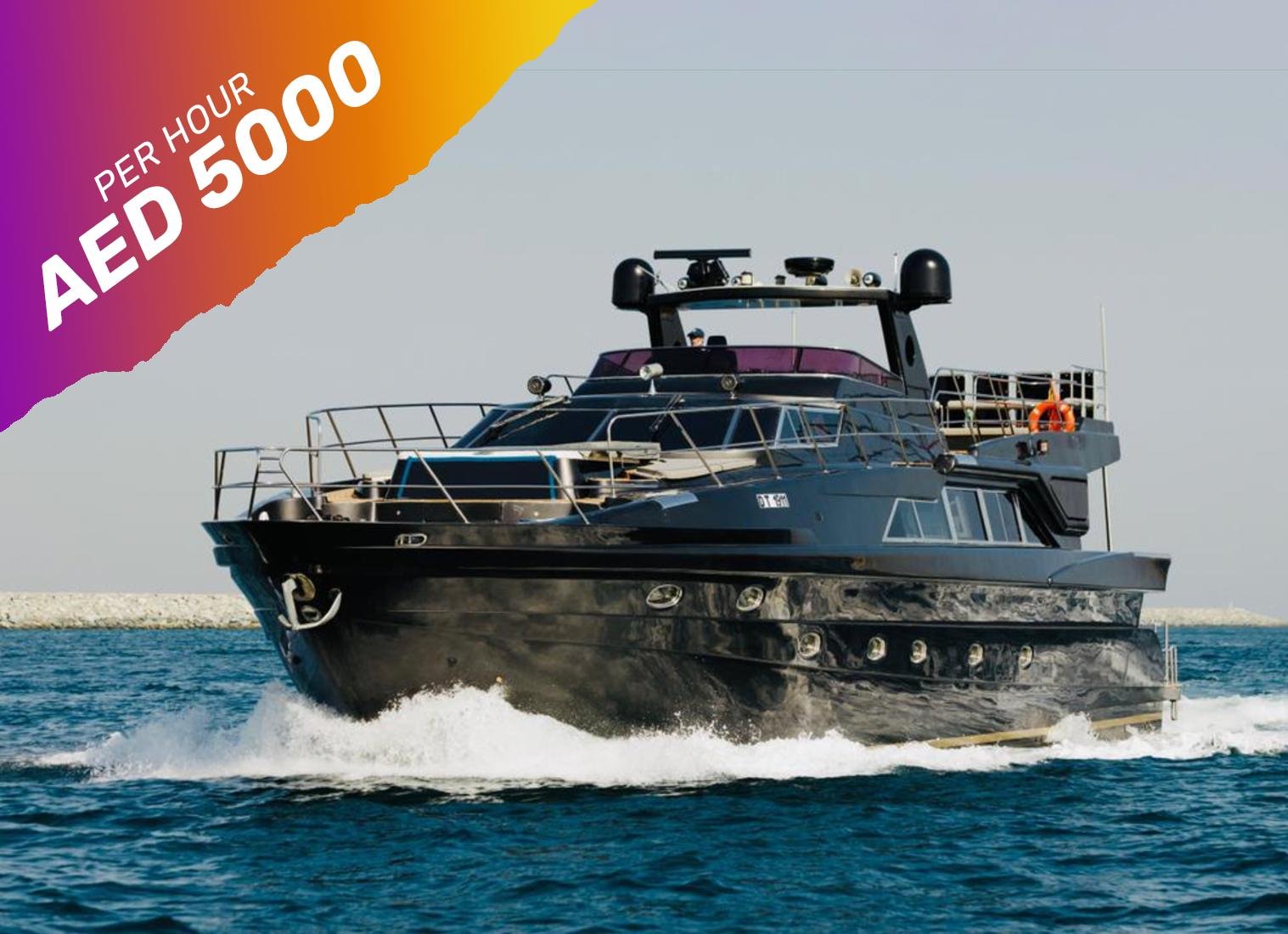 black color predator luxury yacht charter in Dubai ocean