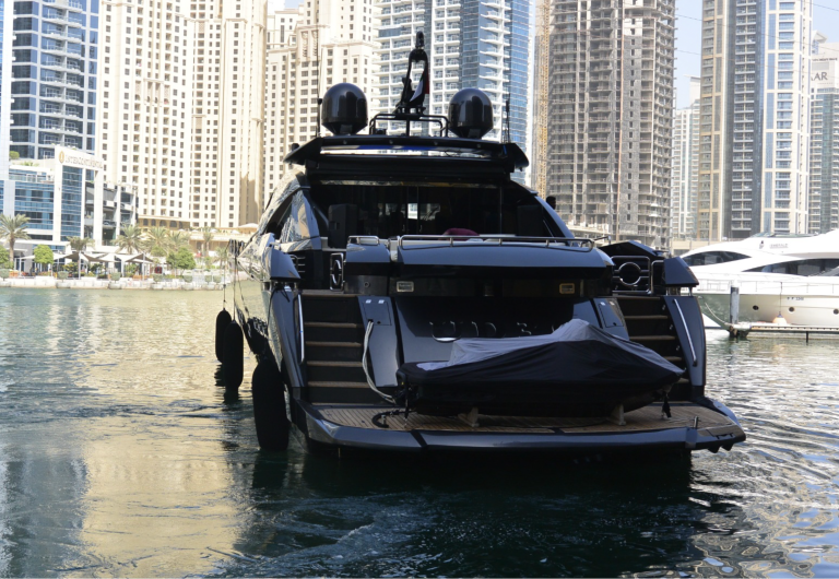 black color black diamond yacht rental in dubai