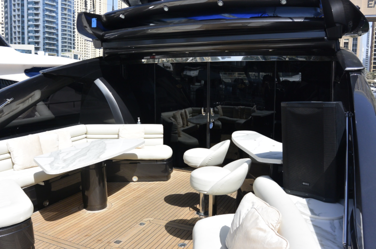 inside photo of black color black diamond yacht rental in dubai